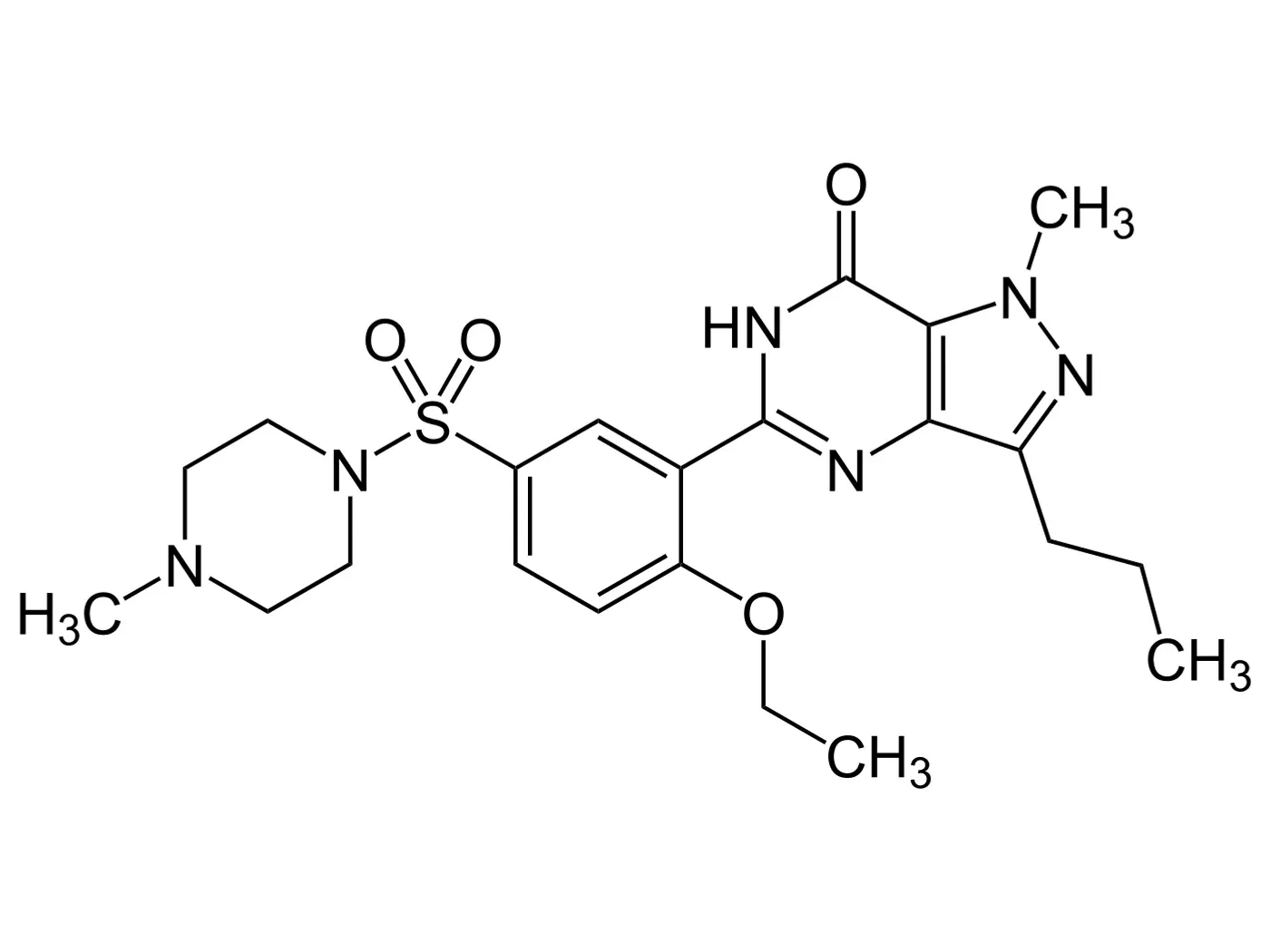 Structural formula of the sildenafil molecule